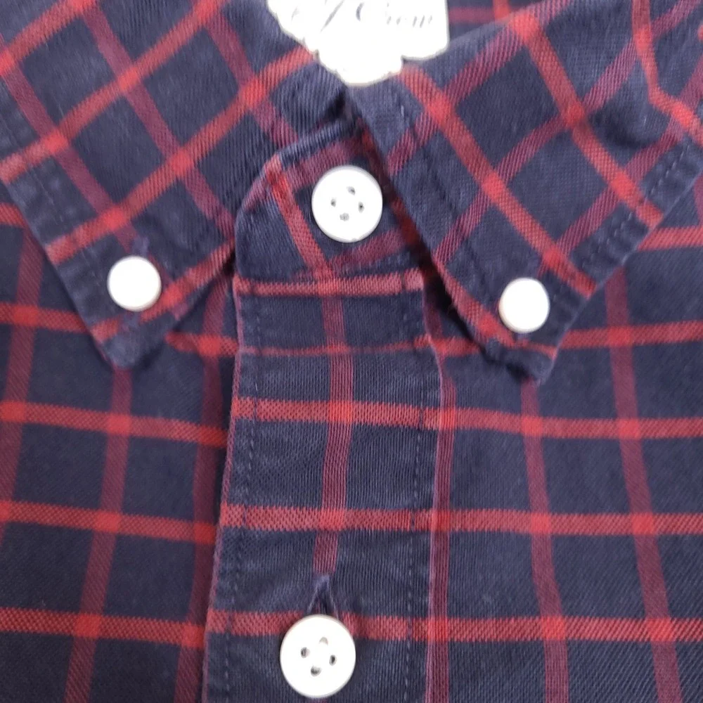 J.CREW Button-Up Shirt‎ XL Slim Untucked Fit American Pima Cotton Navy Blue Red